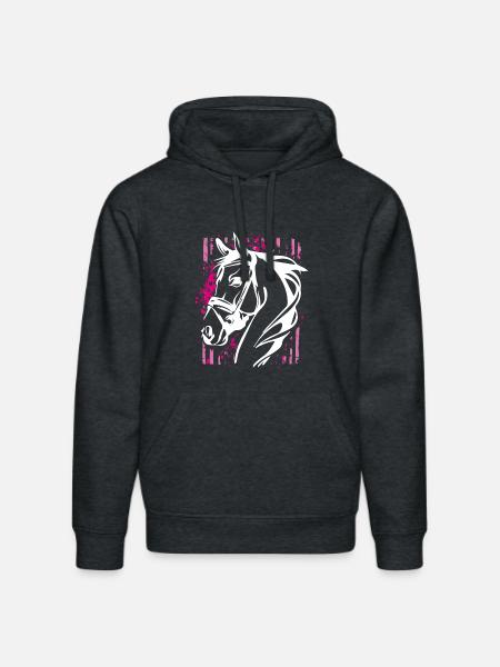 Graffiti-Stil Pferd mit Pinkem Farbsplash - Stanley/Stella Unisex Bio-Hoodie DRUMMER  - Dunkelgrau meliert