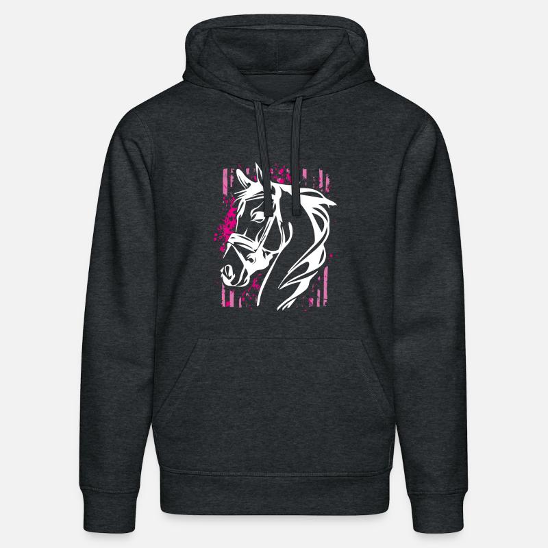 Graffiti-Stil Pferd mit Pinkem Farbsplash - Stanley/Stella Unisex Bio-Hoodie DRUMMER  - Dunkelgrau meliert