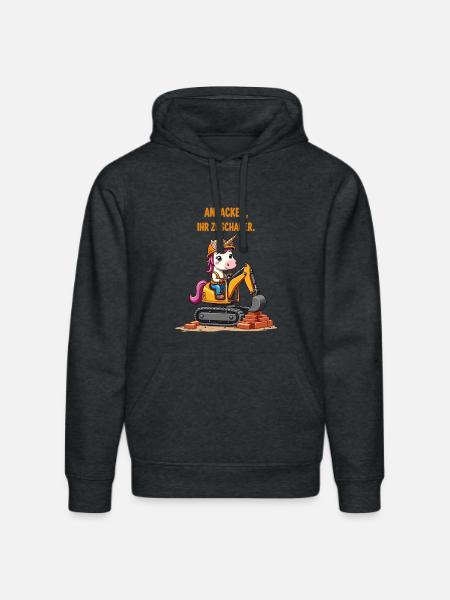 Einhorn Baggermeister - Stanley/Stella Unisex Bio-Hoodie DRUMMER  - Dunkelgrau meliert