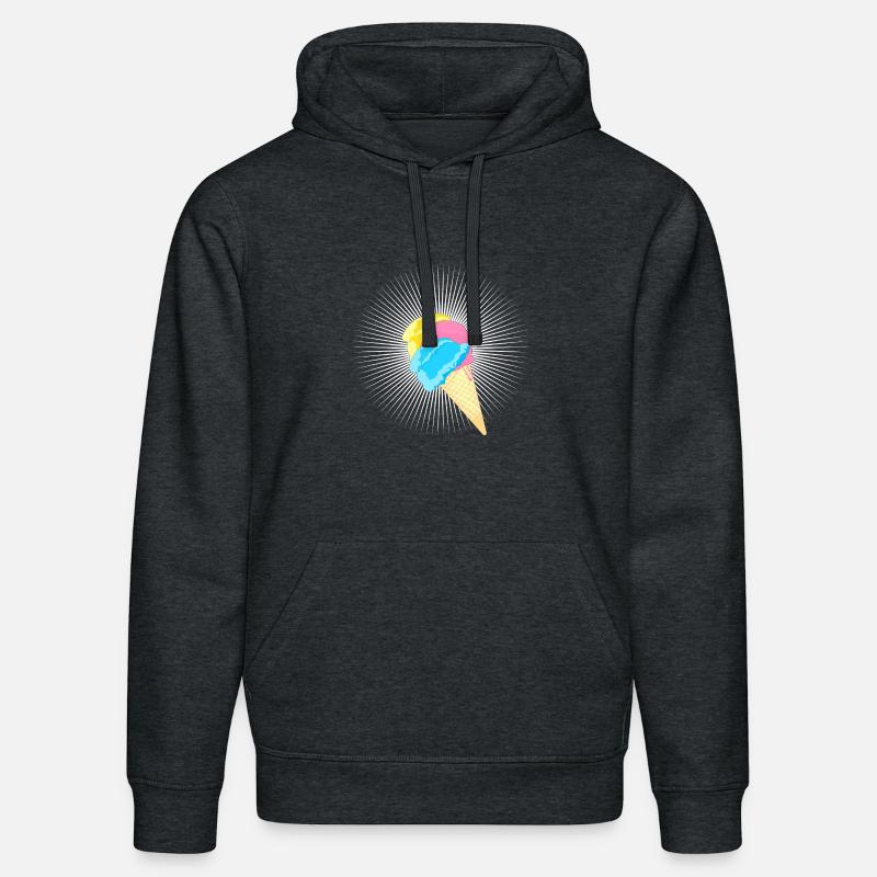 Eis Eistüte Eiskrem Softeis Waffel Strahlen - Stanley/Stella Unisex Bio-Hoodie DRUMMER  - Dunkelgrau meliert