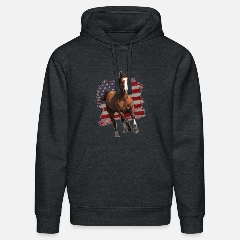 Drapeau des États-Unis de cheval - Sweat à capuche bio DRUMMER Stanley/Stella Unisexe - gris foncé chiné