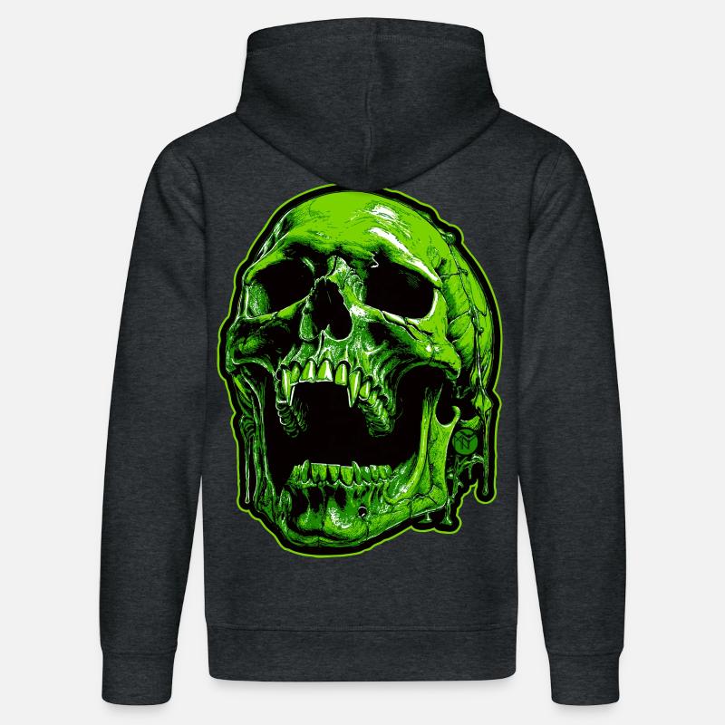 Crâne de vampire vert - Sweat à capuche bio DRUMMER Stanley/Stella Unisexe - gris foncé chiné