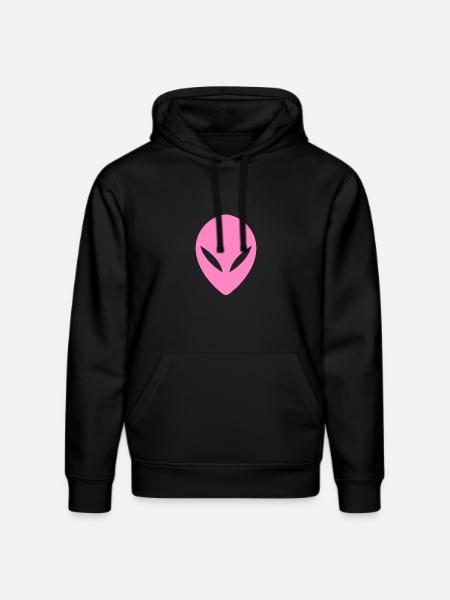 Ufo Alien Head Pink - Stanley/Stella DRUMMER Unisex Organic Hoodie - black