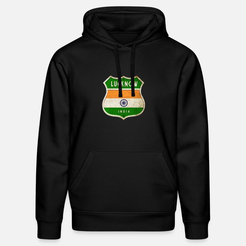 Lucknow Inde Armoiries Drapeaux Design - Sweat à capuche bio DRUMMER Stanley/Stella Unisexe - noir