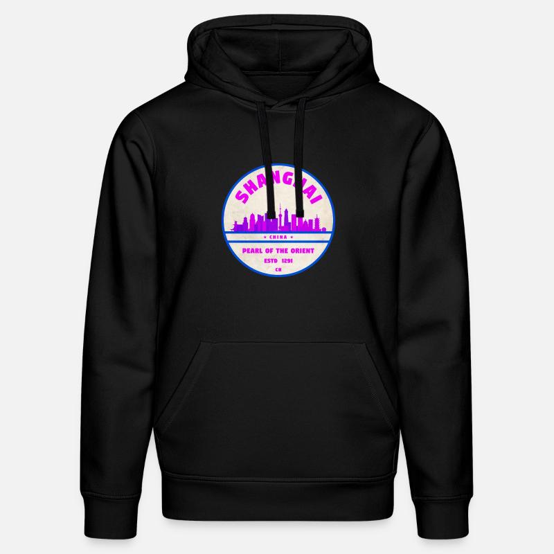 Badge Skyline de Shanghai en Chine - Sweat à capuche bio DRUMMER Stanley/Stella Unisexe - noir