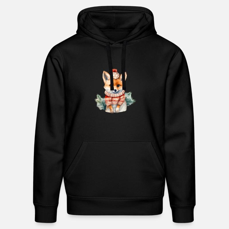 Winterschatz Fuchs mit Pompom - Stanley/Stella Unisex Bio-Hoodie DRUMMER - Schwarz