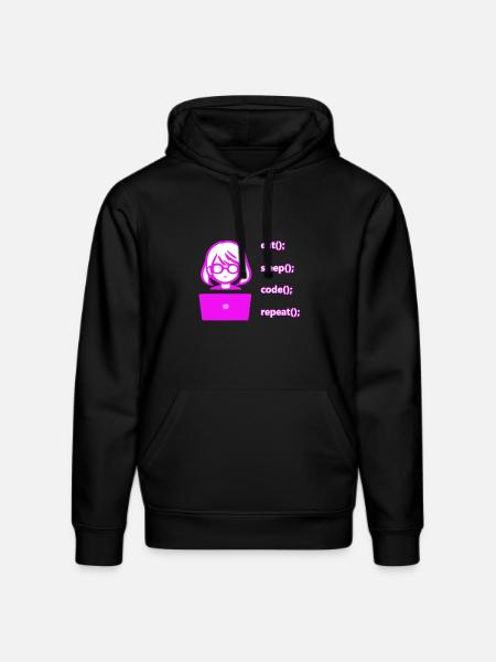 eat sleep code repeat Frau Computer - Stanley/Stella Unisex Bio-Hoodie DRUMMER  - Schwarz
