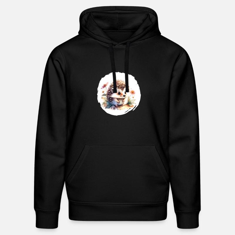 Hérisson aquarelle - Sweat à capuche bio DRUMMER Stanley/Stella Unisexe - noir