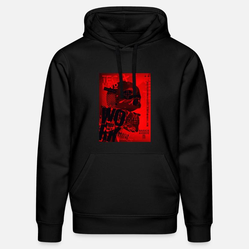 Crâne Rouge Techno Urbain - Sweat à capuche bio DRUMMER Stanley/Stella Unisexe - noir