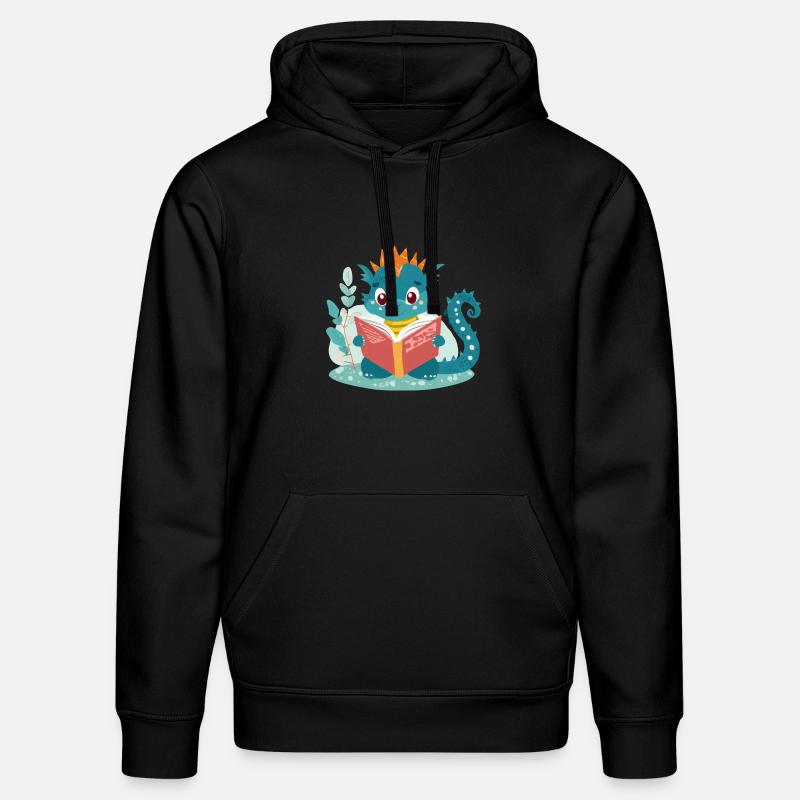 Petit dragon avec livre - Sweat à capuche bio DRUMMER Stanley/Stella Unisexe - noir
