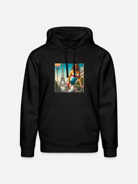 Paris Retro Radfahrer-Pinup - Stanley/Stella Unisex Bio-Hoodie DRUMMER - Schwarz