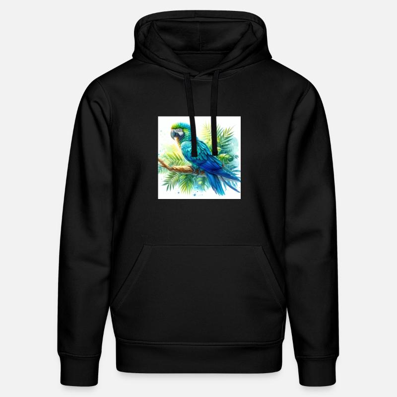 Aquarelle Ara bleu - Sweat à capuche bio DRUMMER Stanley/Stella Unisexe - noir