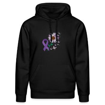 Epilepsie Paarse Boog Bloem Vlinder - Stanley/Stella Uniseks bio-hoodie DRUMMER  - zwart - Voor - Marisol (170cm) & Nik (191cm)