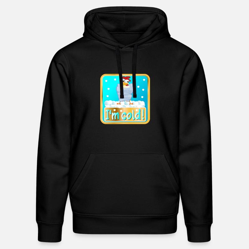 JEG ER KALD - VINTERKYLLING FJERFE - Stanley/Stella DRUMMER økologisk unisex-hettegenser - svart