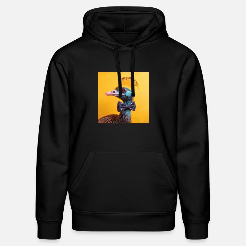 Blauer Vogel mit Fliege - Stanley/Stella Unisex Bio-Hoodie DRUMMER  - Schwarz