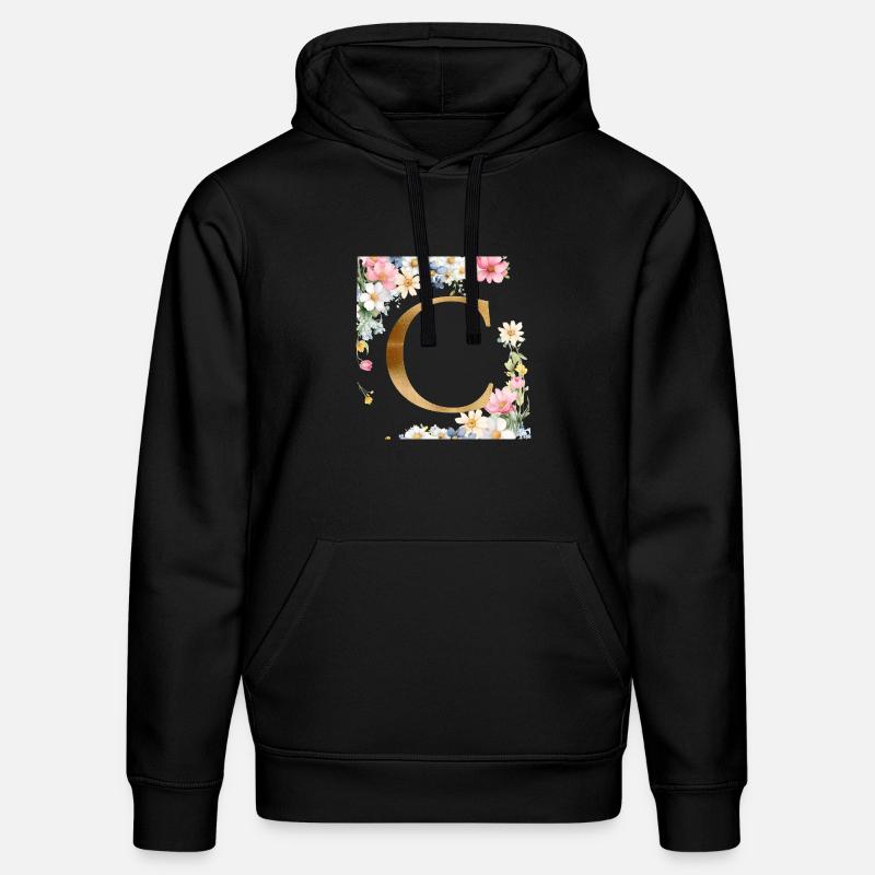 C Monogramme, Floral, Personnalisable - Sweat à capuche bio DRUMMER Stanley/Stella Unisexe - noir