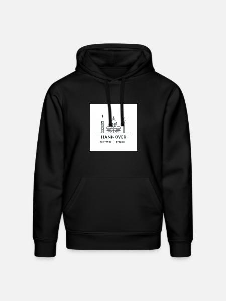 Hanover Line Art Silhouette Landmark - Stanley/Stella DRUMMER Unisex Organic Hoodie - black