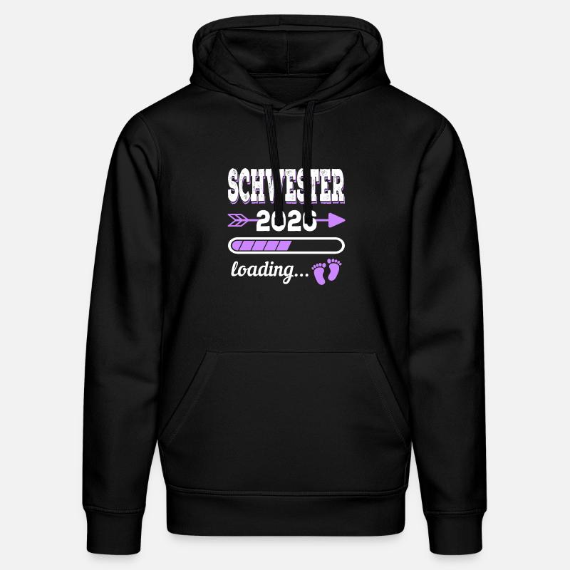 Schwester 2026 Loading Geburt Geschenkidee - Stanley/Stella Unisex Bio-Hoodie DRUMMER - Schwarz