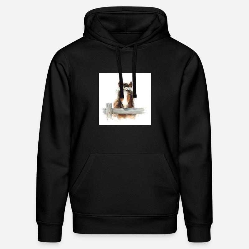 Cheval à couronne florale - Sweat à capuche bio DRUMMER Stanley/Stella Unisexe - noir