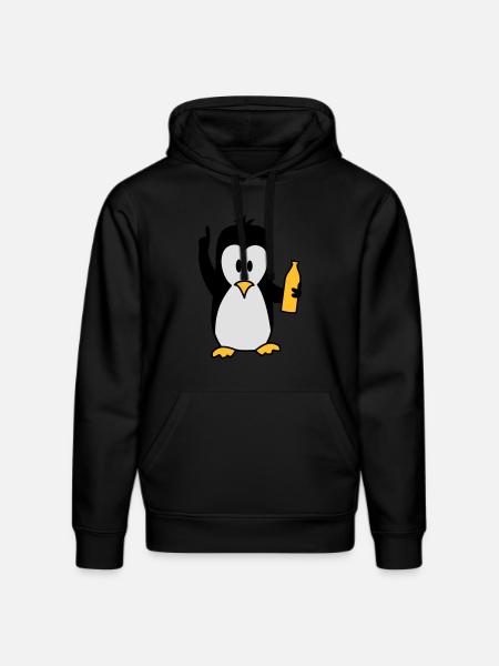 Drunk drinking beer party Penguin - Stanley/Stella DRUMMER Unisex Organic Hoodie - black