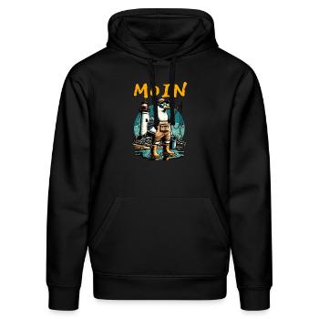 MOIN - Stanley/Stella Unisex Bio-Hoodie DRUMMER  - Schwarz - Vorne - Marisol (170cm) & Nik (191cm)