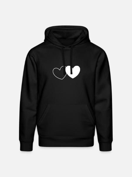White Heart Valentines - Stanley/Stella DRUMMER Unisex Organic Hoodie - black