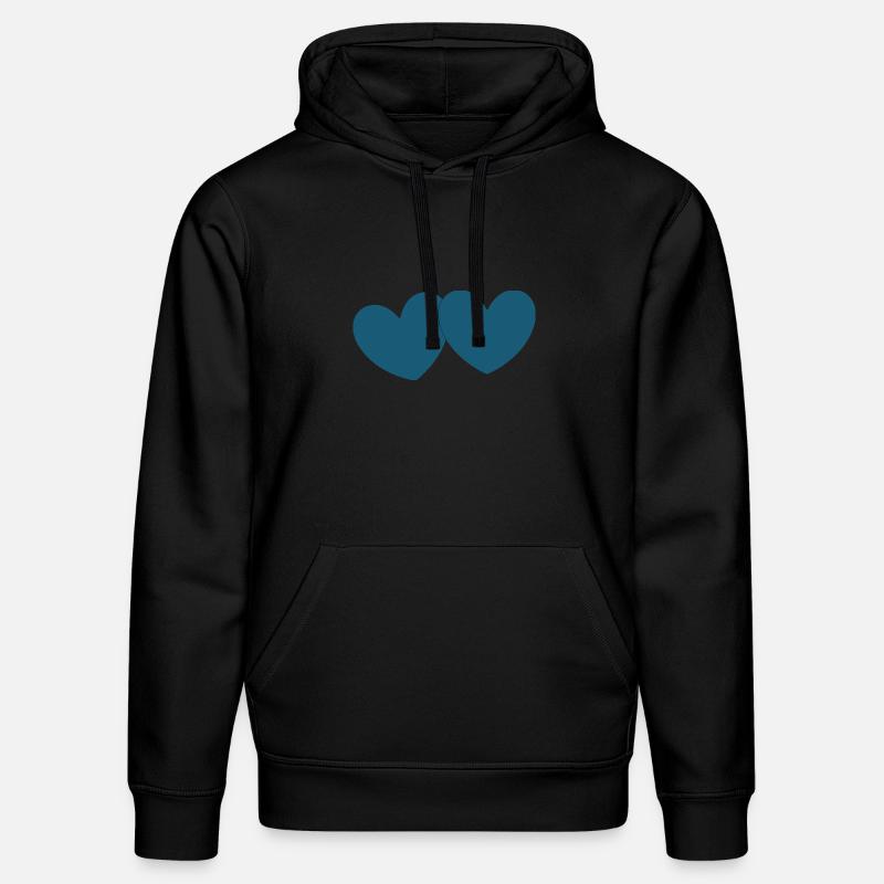 Coeur bleu 2 coeurs Saint-Valentin - Sweat à capuche bio DRUMMER Stanley/Stella Unisexe - noir