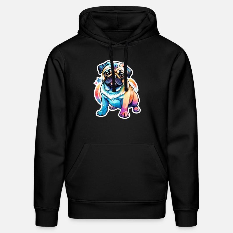Mops Wasserfarben - Stanley/Stella Unisex Bio-Hoodie DRUMMER  - Schwarz
