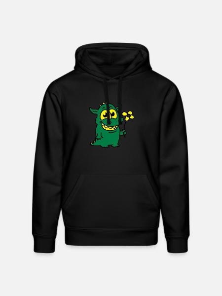 Dragon with Flower - Stanley/Stella DRUMMER Unisex Organic Hoodie - black