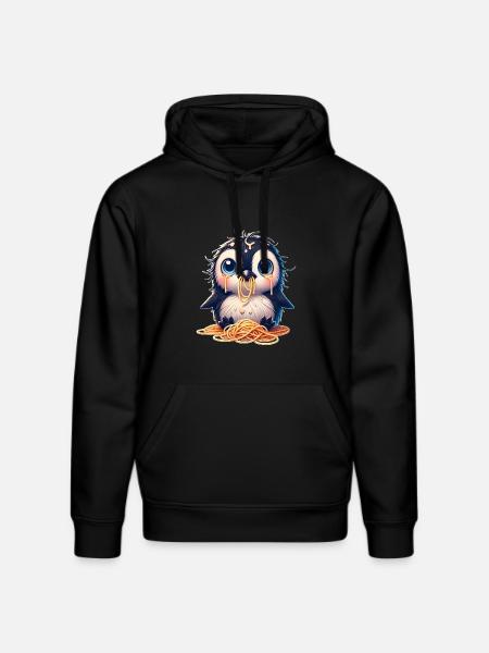 Söpö pingviini spagetti sarjakuva kömpelö - Stanley/Stella DRUMMER unisex luomuhuppari - musta