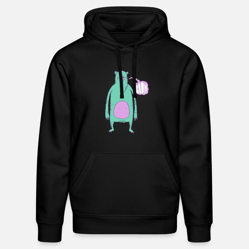 Boom Bear Green - Sweat à capuche bio DRUMMER Stanley/Stella Unisexe - noir