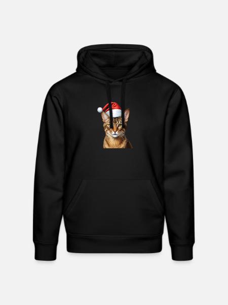 Christmas abyssinian cat - Stanley/Stella DRUMMER Unisex Organic Hoodie - black
