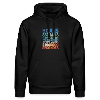 30 Ans, 360 Mois, 10 950 Jours, Presque 1 Milliard - Stanley/Stella Unisex Bio-Hoodie DRUMMER  - Schwarz - Vorne - Marisol (170cm) & Nik (191cm)