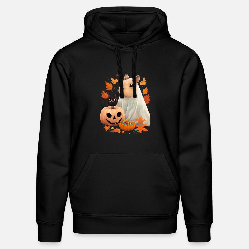 Halloween Capybara Katze Geist Geschenkidee - Stanley/Stella Unisex Bio-Hoodie DRUMMER  - Schwarz