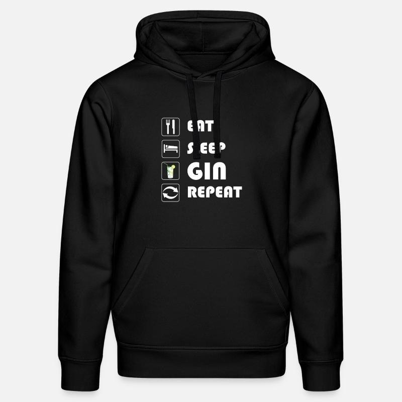 Gin Statement EAT SLEEP GIN REPEAT - Stanley/Stella Unisex Bio-Hoodie DRUMMER - Schwarz