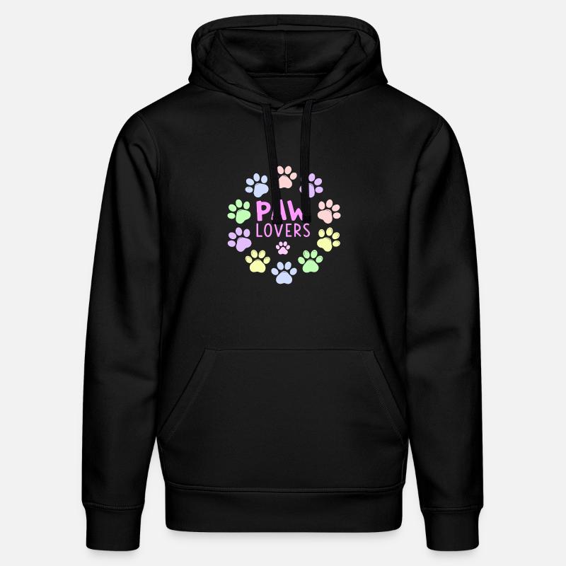 PAW LOVERS Rose Empreintes Pastel - Sweat à capuche bio DRUMMER Stanley/Stella Unisexe - noir