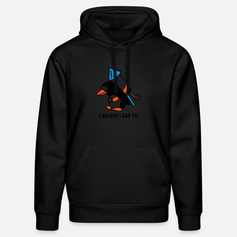 rocket_pinguin_white_b_3c - Sweat à capuche bio DRUMMER Stanley/Stella Unisexe - noir