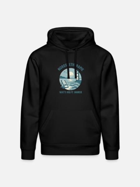 Nordseetherapie - Watt hilft immer - Stanley/Stella Unisex Bio-Hoodie DRUMMER  - Schwarz