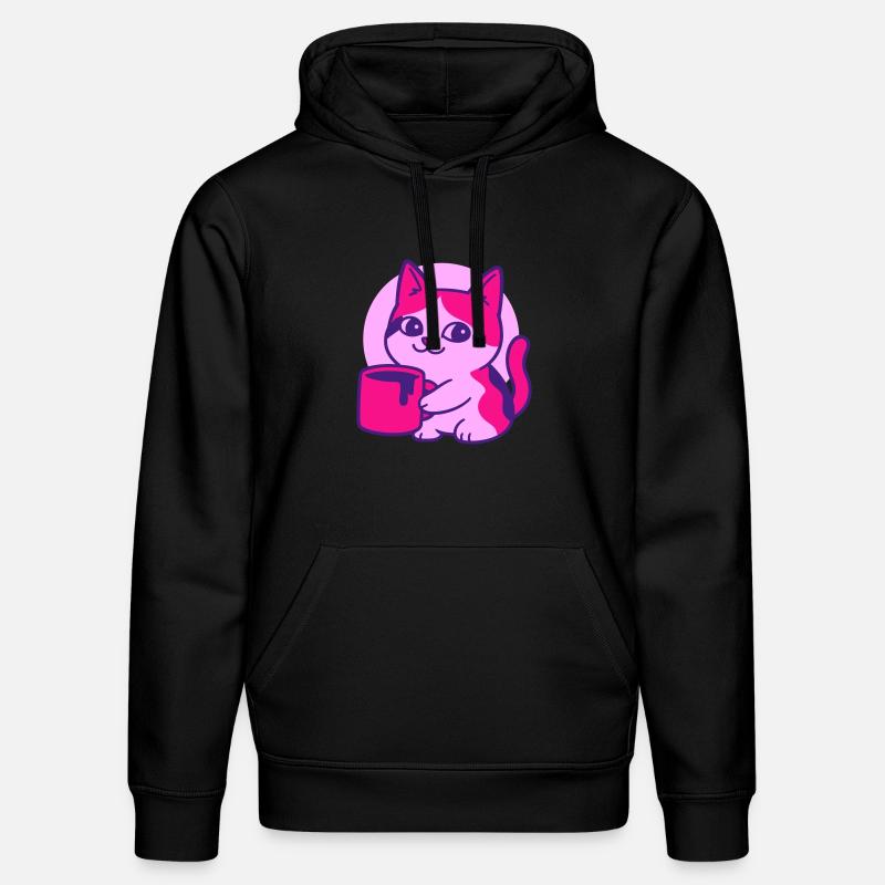 Chat de café mignon - Sweat à capuche bio DRUMMER Stanley/Stella Unisexe - noir