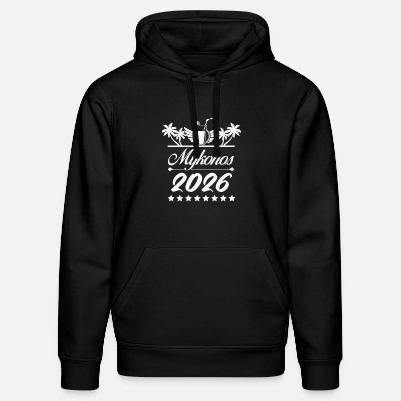 Logo plage Mykonos 2026 - Sweat à capuche bio DRUMMER Stanley/Stella Unisexe - noir
