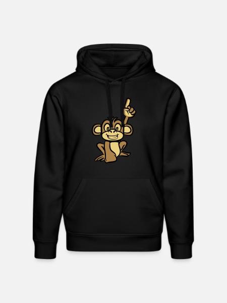 affe lustig zeigefinger - Stanley/Stella Unisex Bio-Hoodie DRUMMER  - Schwarz