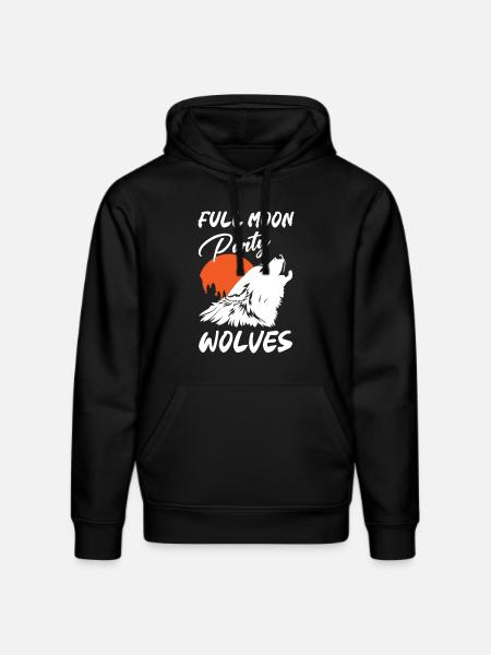 Full Moon Party Wolves - Stanley/Stella DRUMMER Unisex Organic Hoodie - black