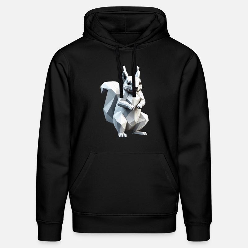 Squirrel - Cute Low Polygon Design - Stanley/Stella DRUMMER Unisex Organic Hoodie - black