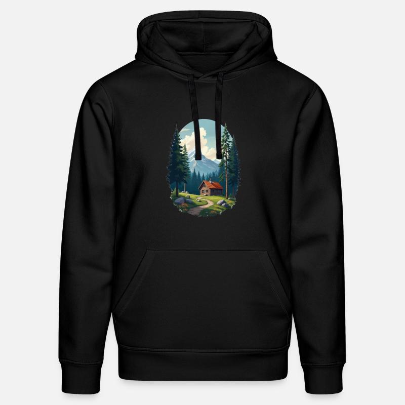 Cabane pixélisée dans les bois - Sweat à capuche bio DRUMMER Stanley/Stella Unisexe - noir