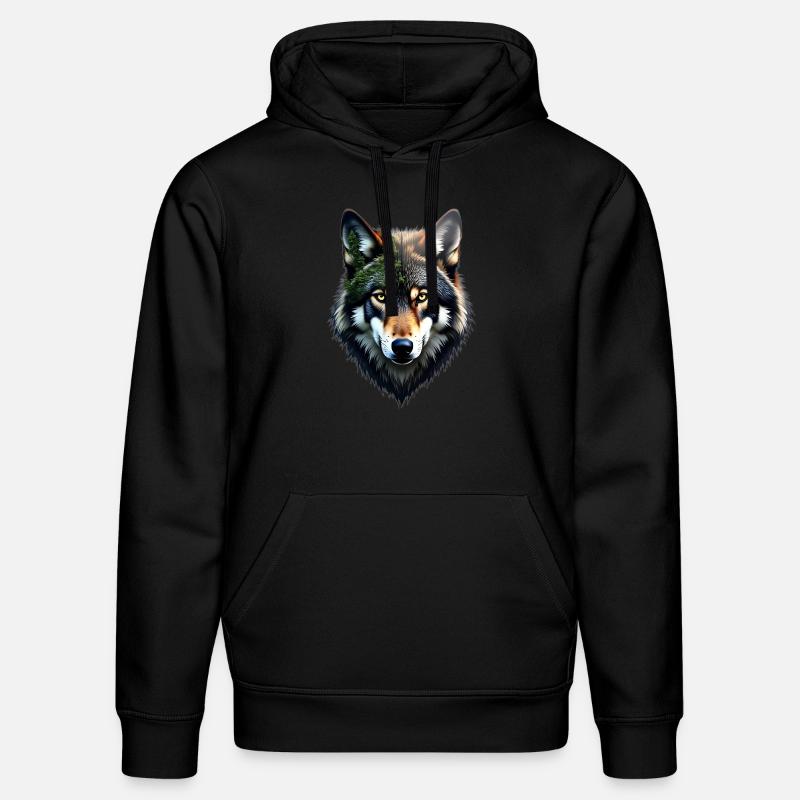 Wolf Kopf - Stanley/Stella Unisex Bio-Hoodie DRUMMER  - Schwarz