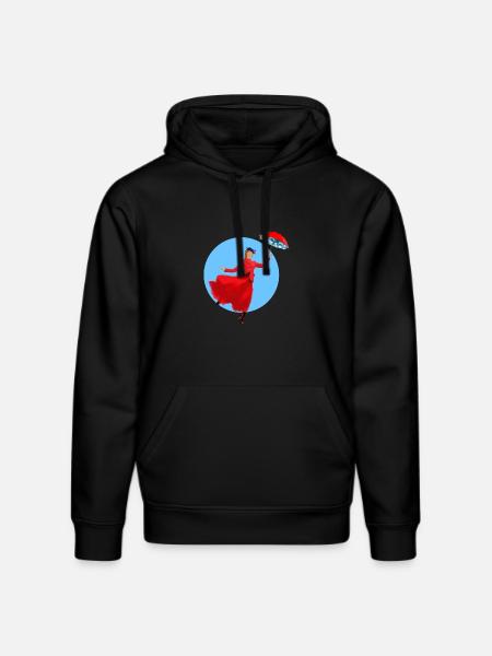 Red lady with umbrella twist - Stanley/Stella DRUMMER Unisex Organic Hoodie - black