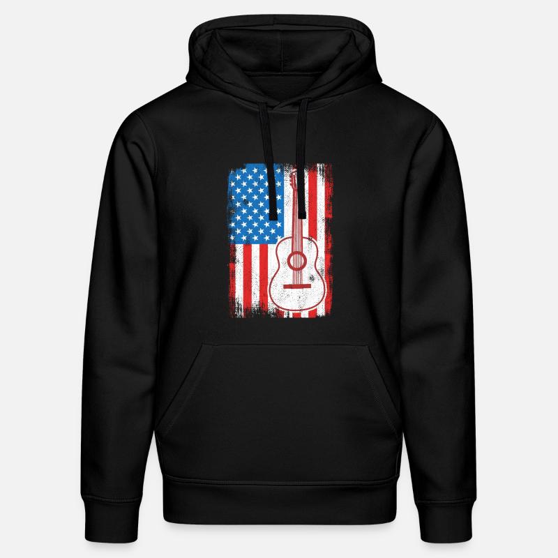 Guitariste de U.S. Flag - Sweat à capuche bio DRUMMER Stanley/Stella Unisexe - noir