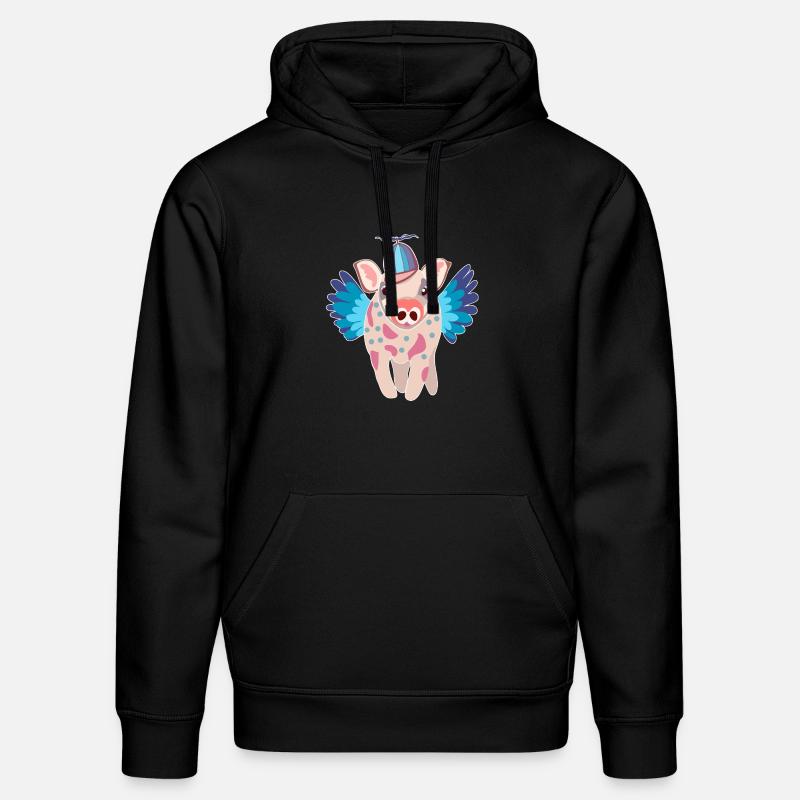 Cochon ailé pastel avec bonnet - Sweat à capuche bio DRUMMER Stanley/Stella Unisexe - noir