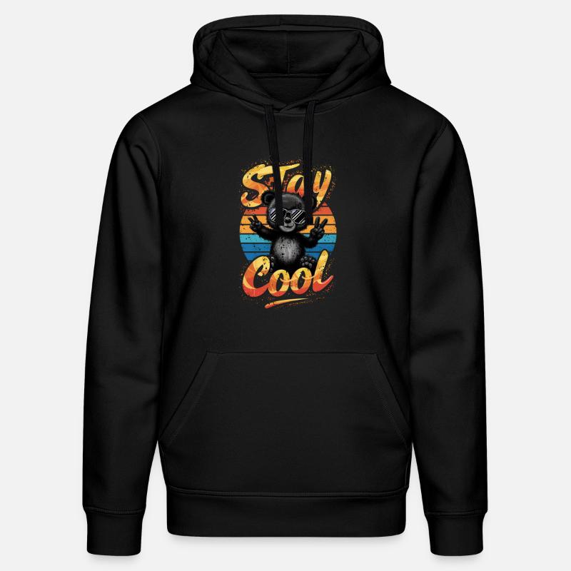 stay cool - ourson rigolo - ours - Sweat à capuche bio DRUMMER Stanley/Stella Unisexe - noir