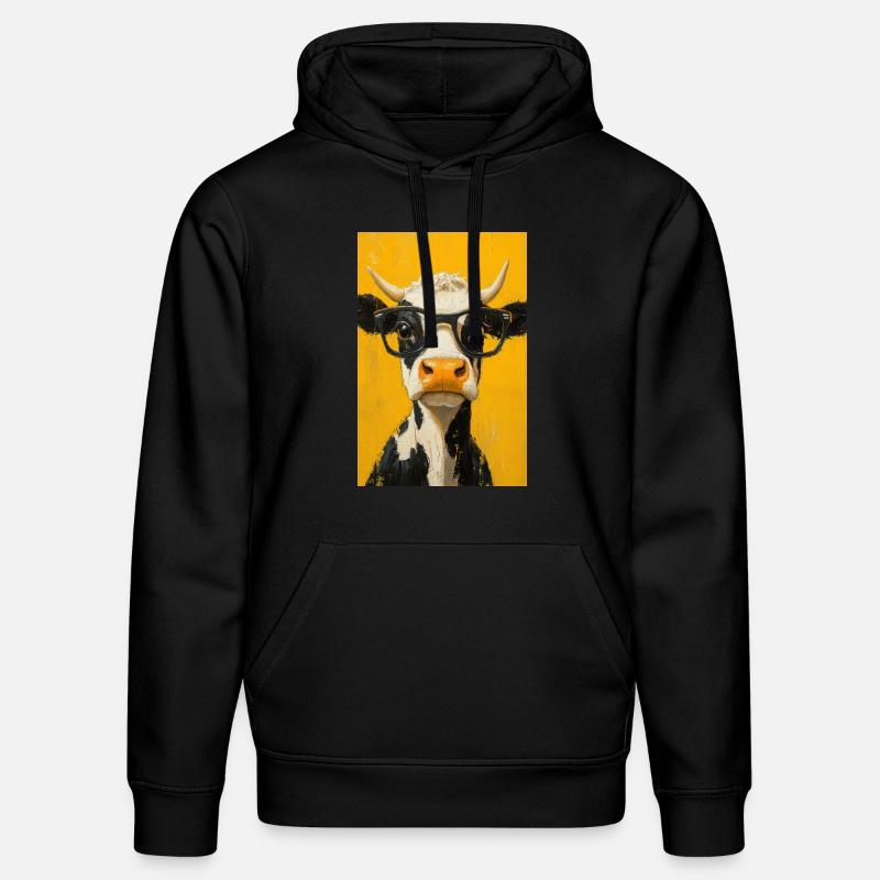 Coole Kuh mit Brille - Stanley/Stella Unisex Bio-Hoodie DRUMMER  - Schwarz